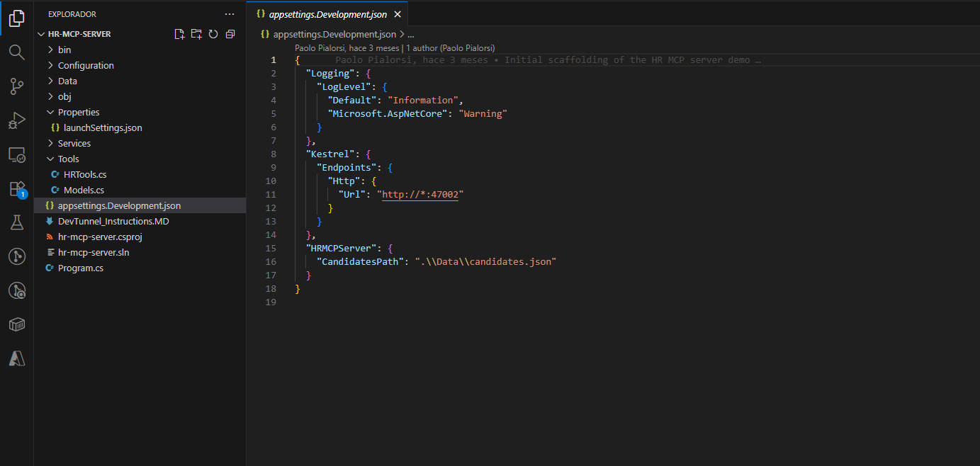 Configuración del puerto