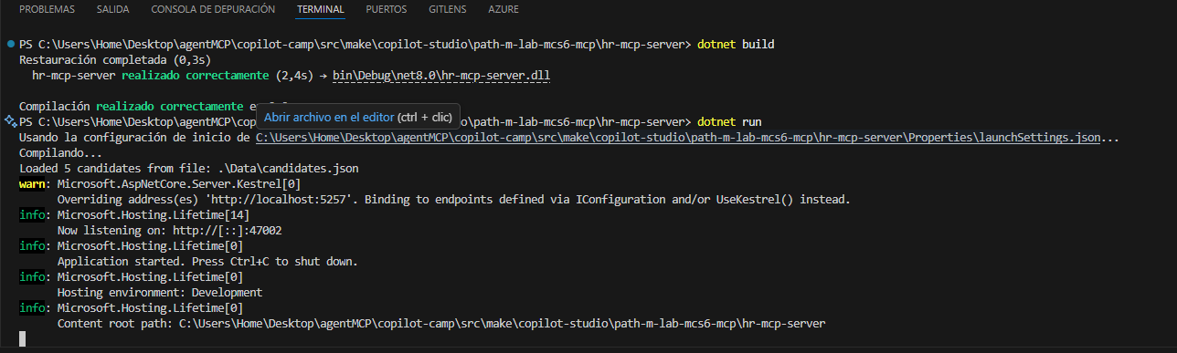 Build y Run del proyecto
