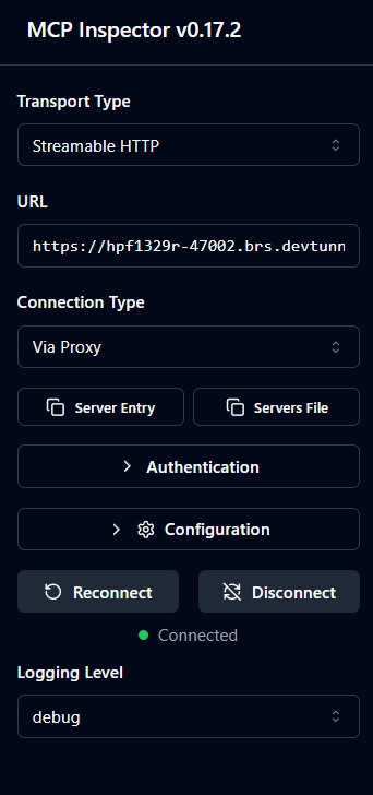 Configuración del Inspector